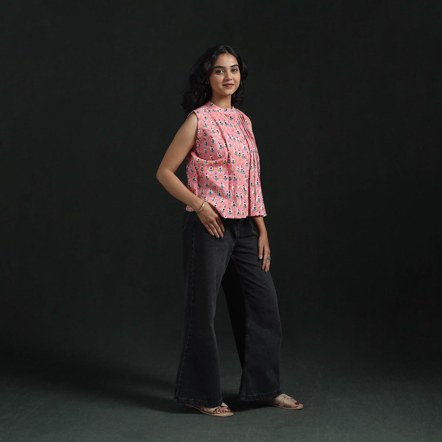 Hand block sanganeri print cotton floral crop top 14