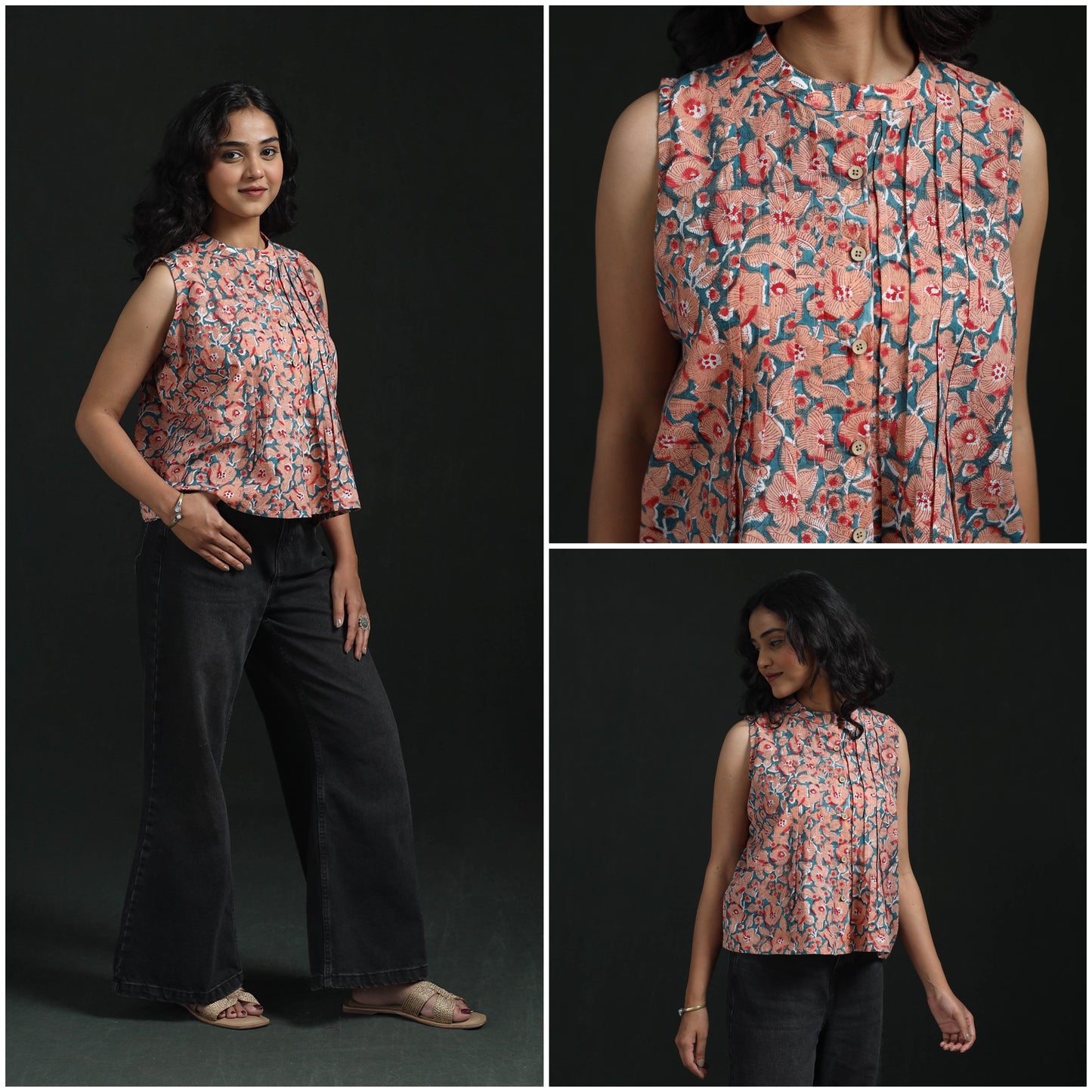 Hand block sanganeri print cotton floral crop top 15