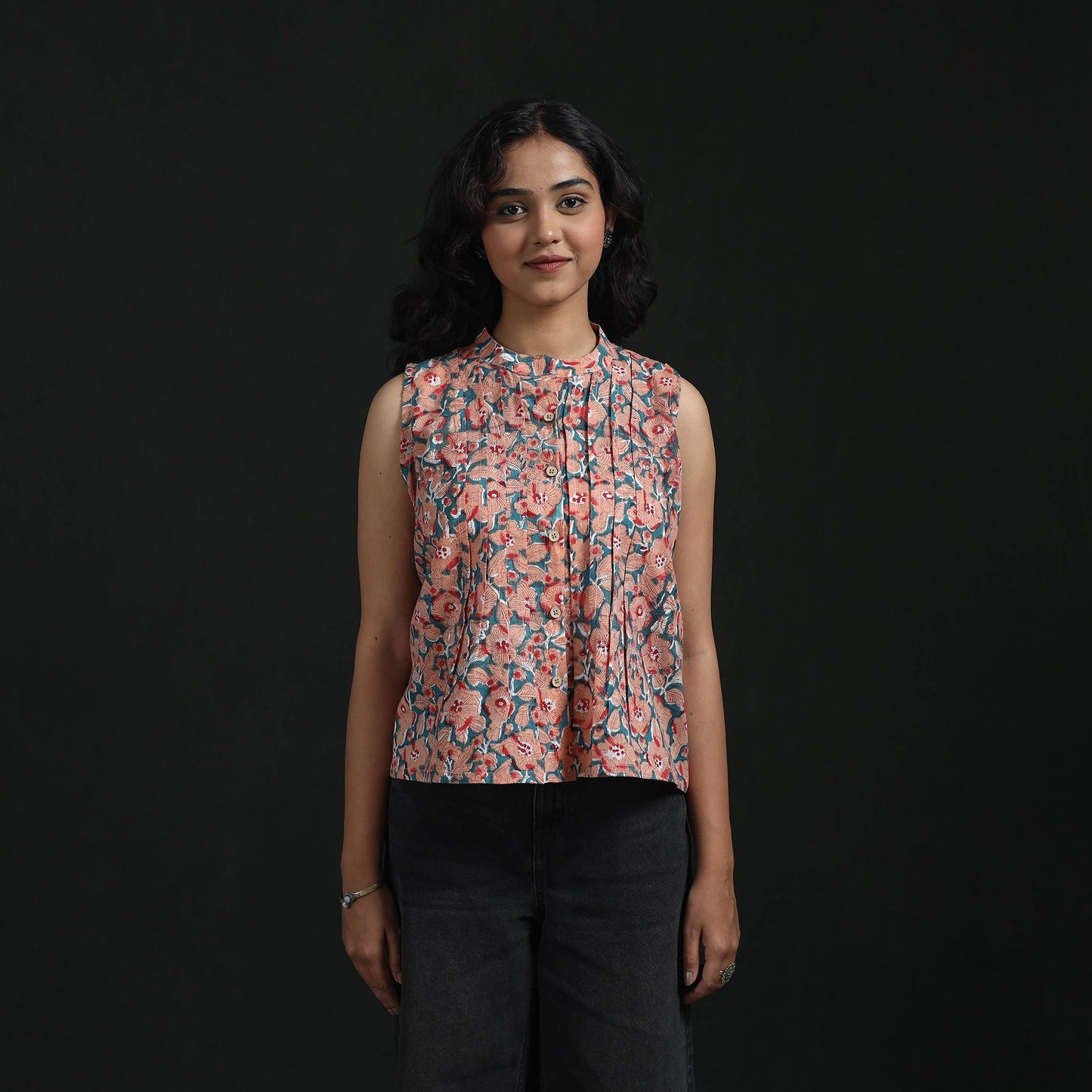 Hand block sanganeri print cotton floral crop top 15