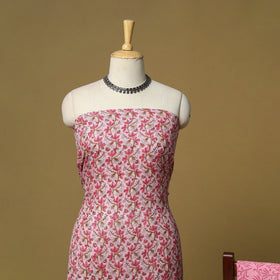Hand sanganeri linen 3pc unstitched dress material 02