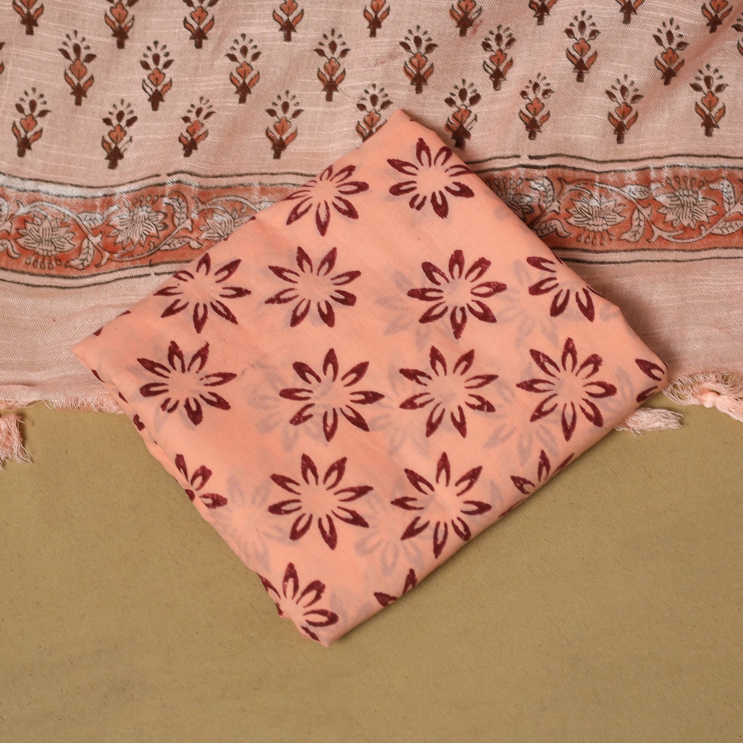 Hand sanganeri linen 3pc unstitched dress material 03