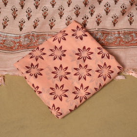 Hand sanganeri linen 3pc unstitched dress material 03