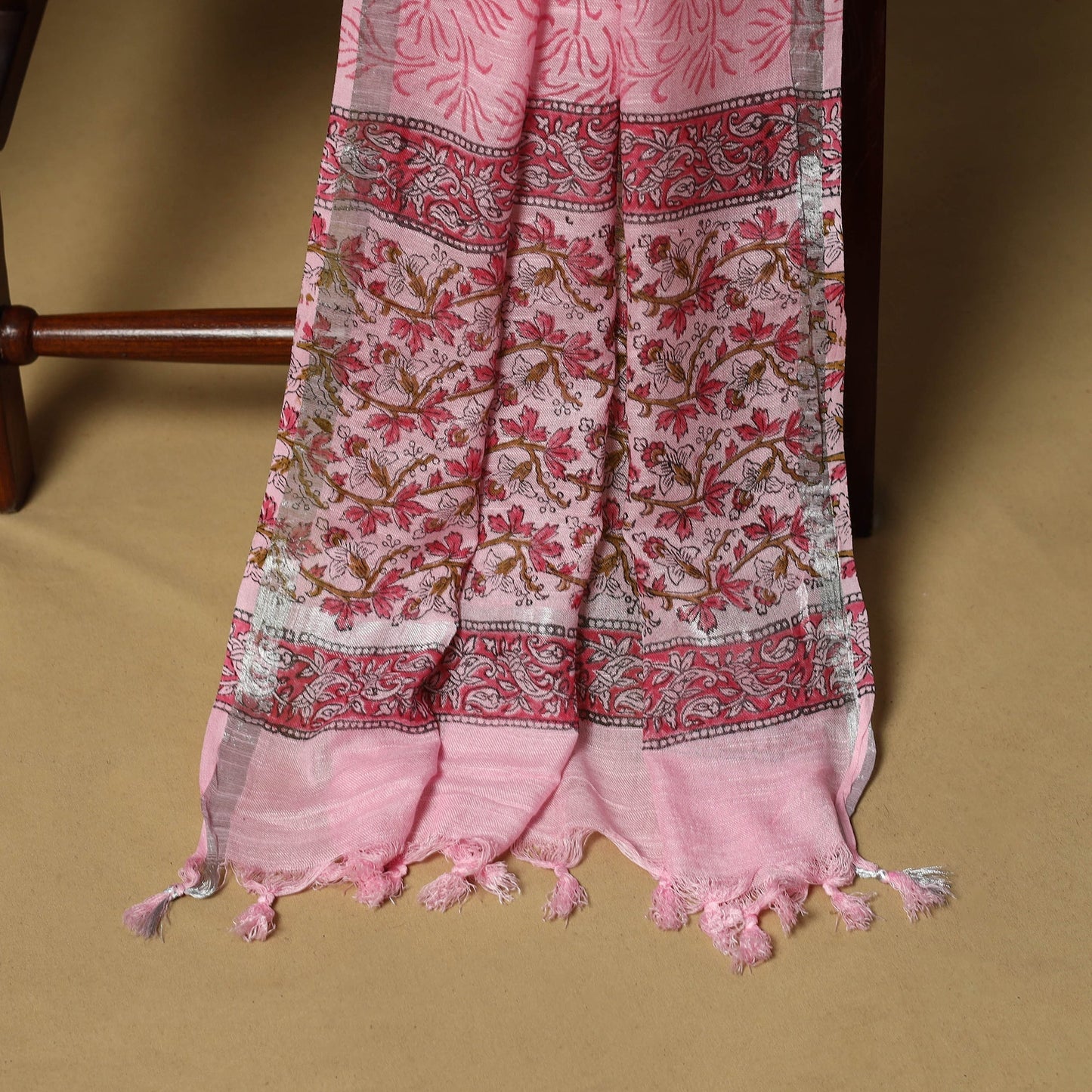 Hand sanganeri linen 3pc unstitched dress material 02