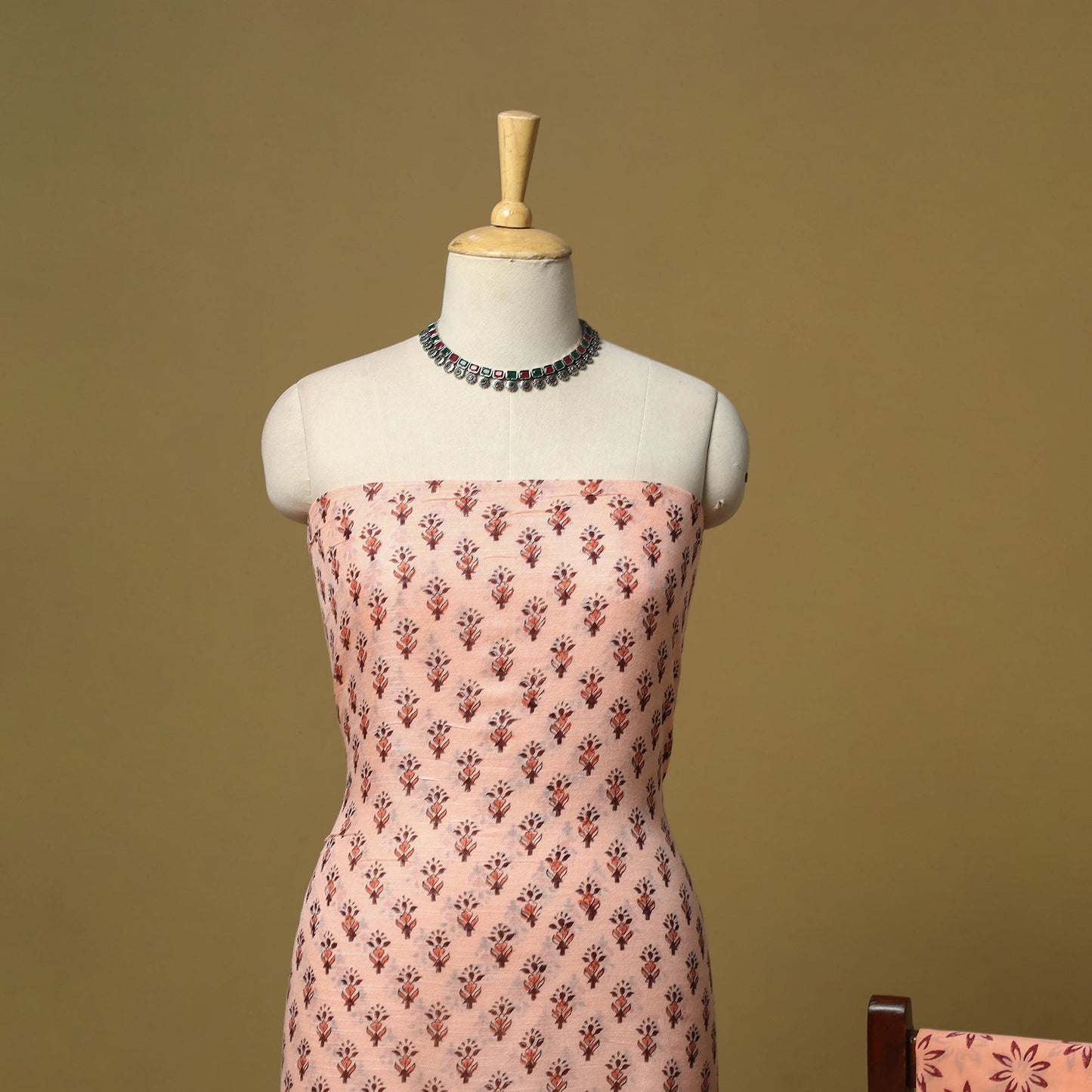Hand sanganeri linen 3pc unstitched dress material 03