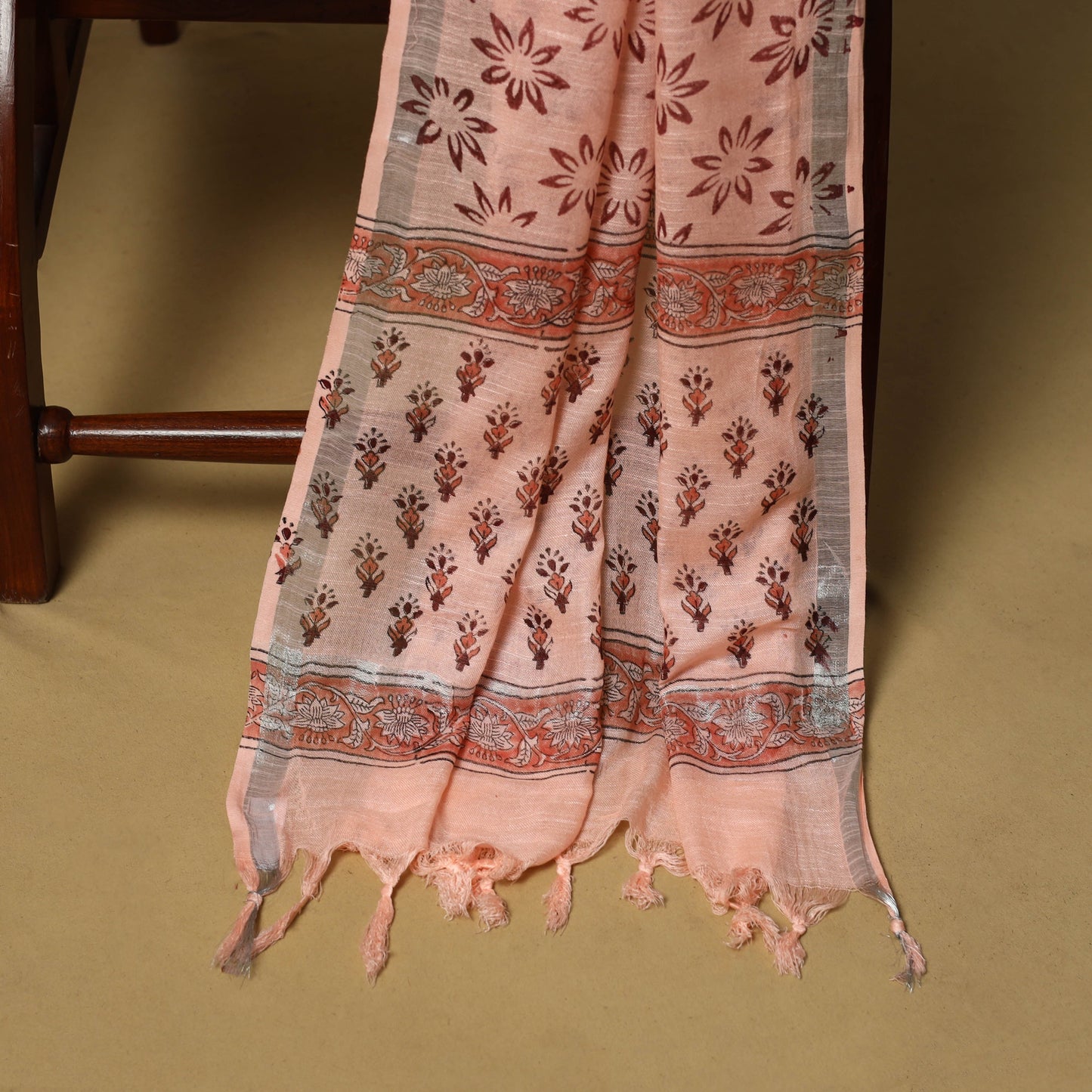 Hand sanganeri linen 3pc unstitched dress material 03