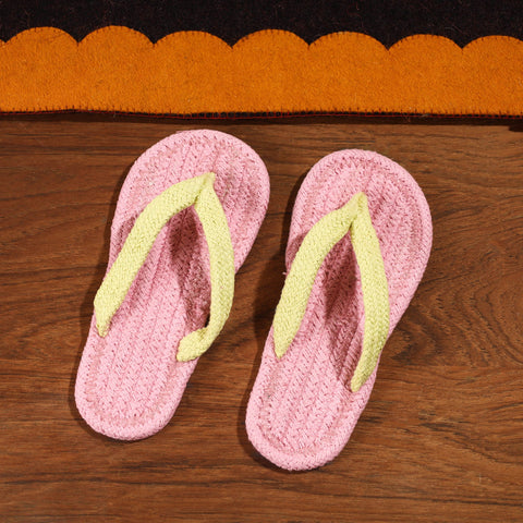 Pink Hand Braided Cotton Stitched Home Slipper