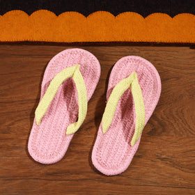 Pink Hand Braided Cotton Stitched Home Slipper