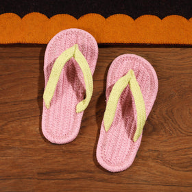 Pink Hand Braided Cotton Stitched Home Slipper