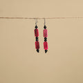 Pink - hand carved bamboo wooden earrings 20 - handcrafted