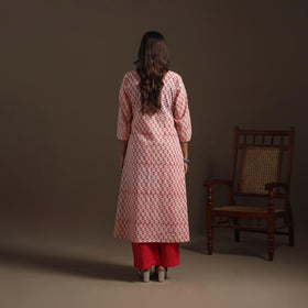 Hand cotton a-line sanganeri kurta for women 04