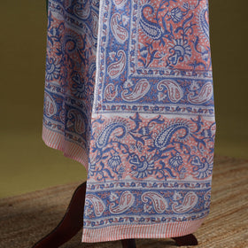 Hand cotton sanganeri floral dupatta 07 - handcrafted