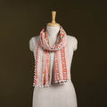 Hand cotton sanganeri stole 36 - handcrafted