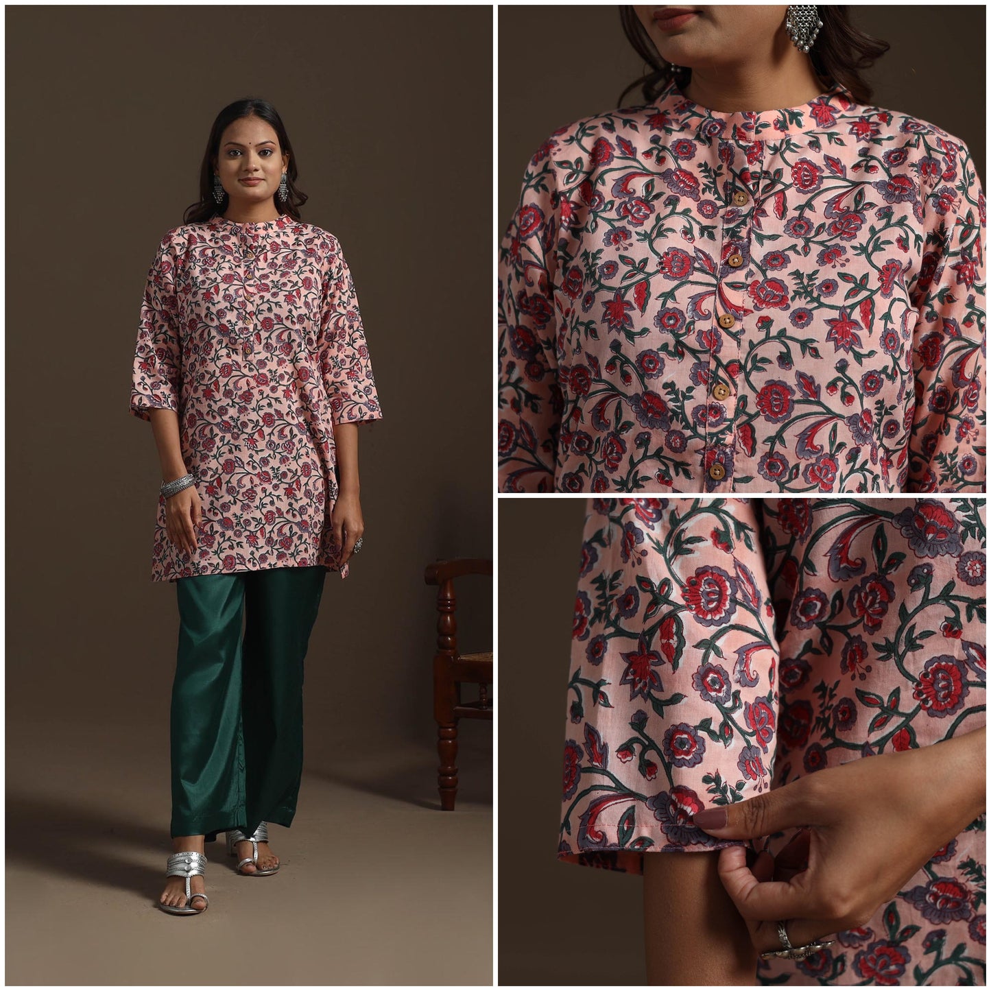 Hand cotton short sanganeri kurta for women 13 - handcrafted