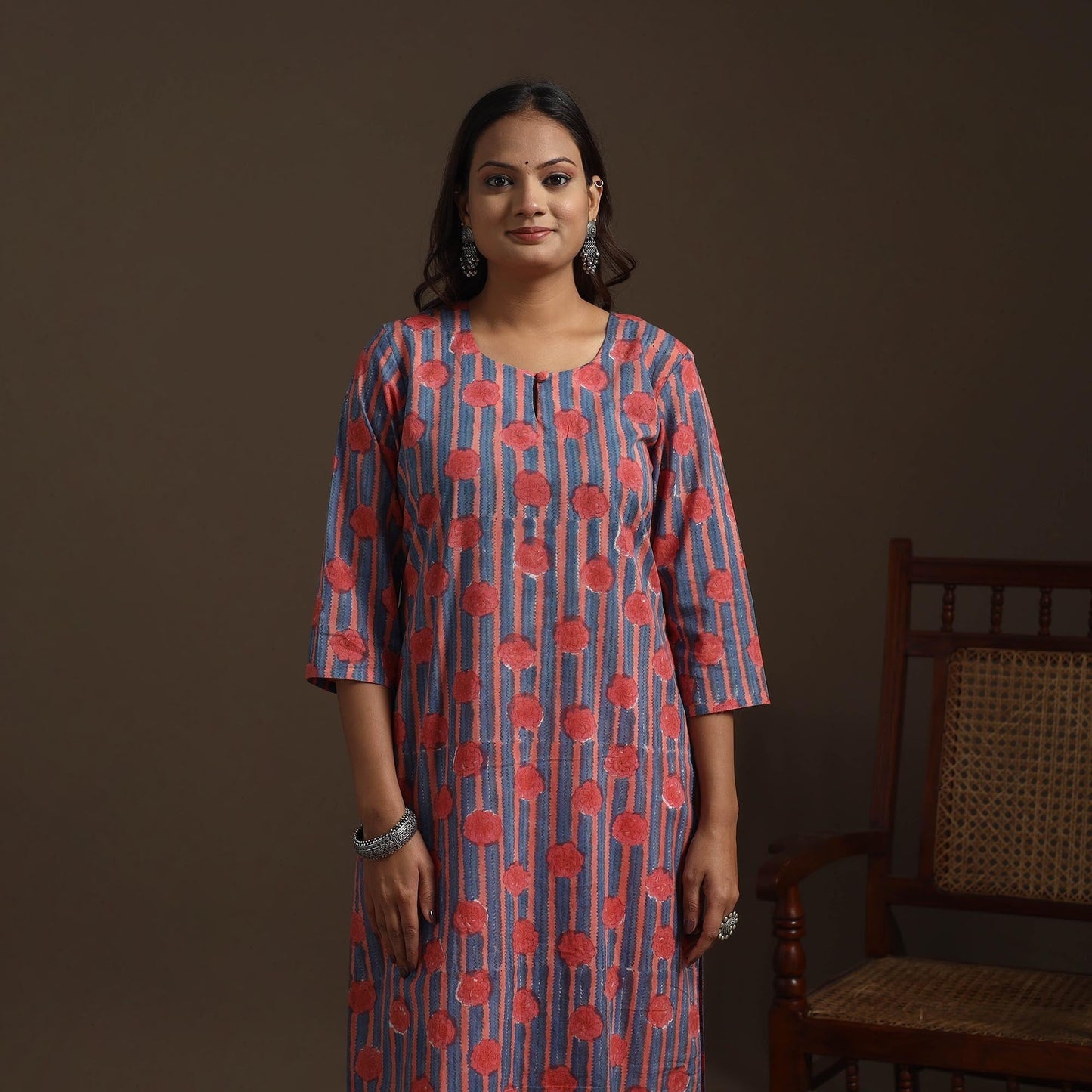 Hand cotton straight sanganeri kurta for women 07