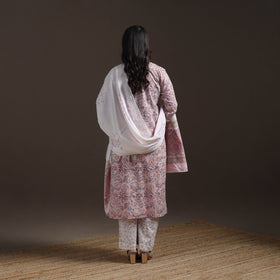 Hand embroidered cotton sanganeri suit set with dupatta