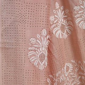 Pink - hand embroidered chanderi silk zari border