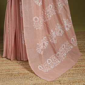 Pink - hand embroidered chanderi silk zari border