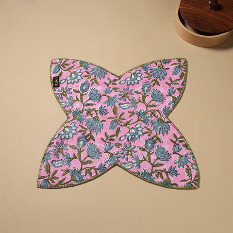  Pink Hand Embroidered Cotton Roti Napkin