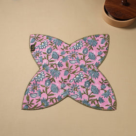  Pink Hand Embroidered Cotton Roti Napkin