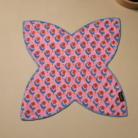  Pink Hand Embroidered Cotton Roti Napkin