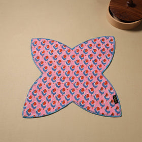  Pink Hand Embroidered Cotton Roti Napkin