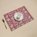  Pink Hand Embroidered Floral Cotton Reversible Table Mat