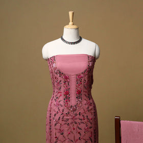 Hand embroidered georgette 3pc unstitched dress material 13