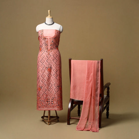 Hand embroidered muslin 3pc unstitched dress material 20