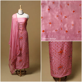 Hand embroidered muslin 3pc unstitched dress material 27