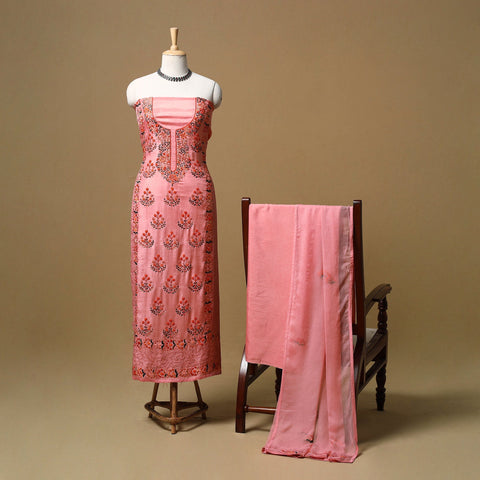 Hand embroidered muslin 3pc unstitched dress material 28