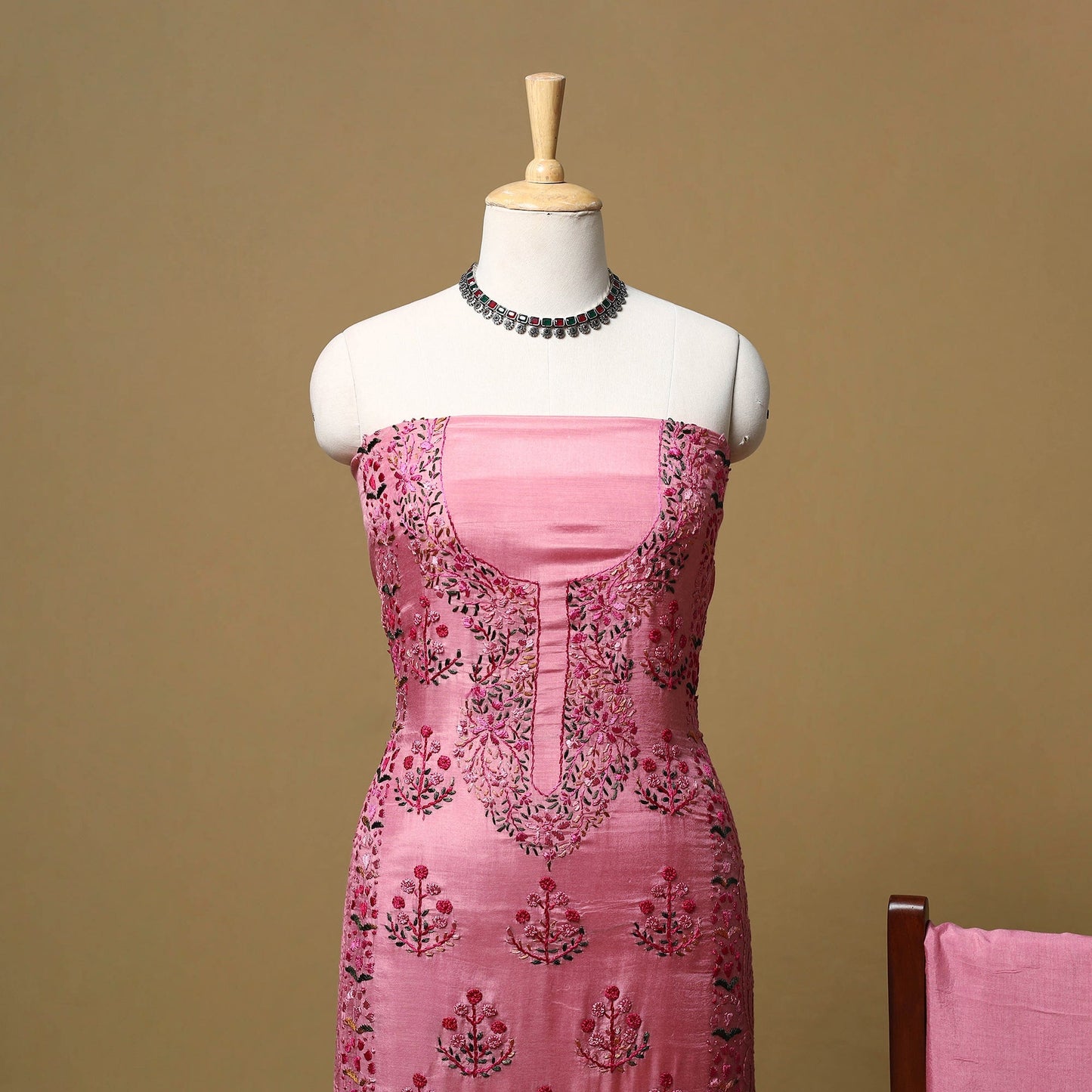 Hand embroidered muslin 3pc unstitched dress material 32