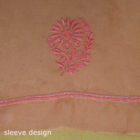 Pink - hand embroidered organza silk beadwork chikankari