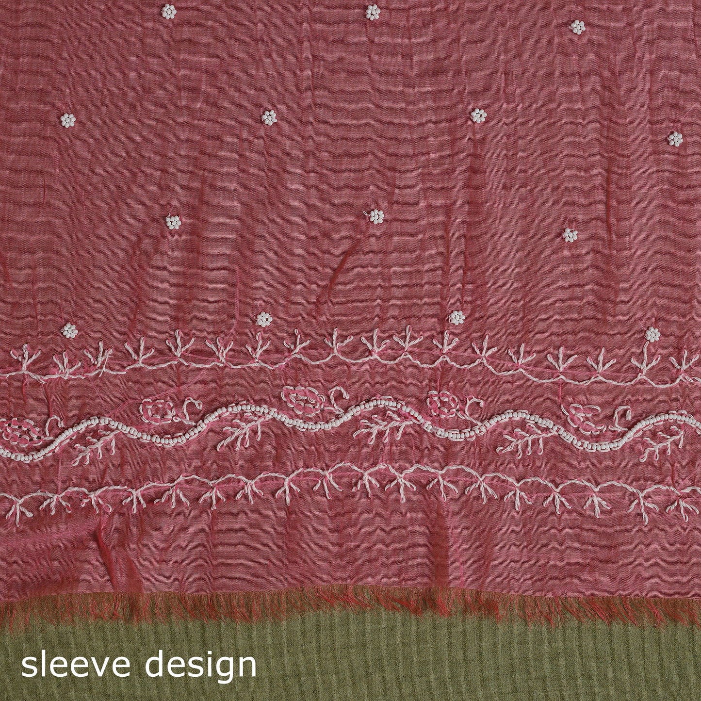 Pink Hand Embroidery 2pc Mul Chanderi Chikankari Dress Material