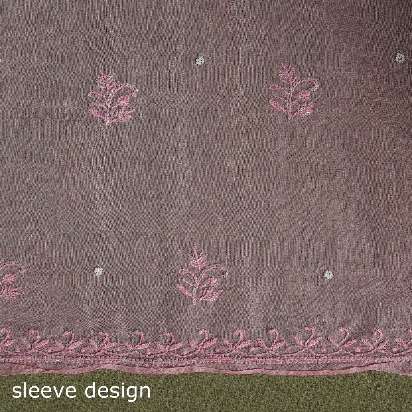 Hand Embroidery 2pc Mul Chanderi Chikankari Dress Material