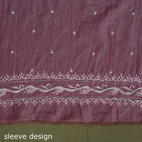 Pink Hand Embroidery 2pc Mul Chanderi Chikankari Dress Material