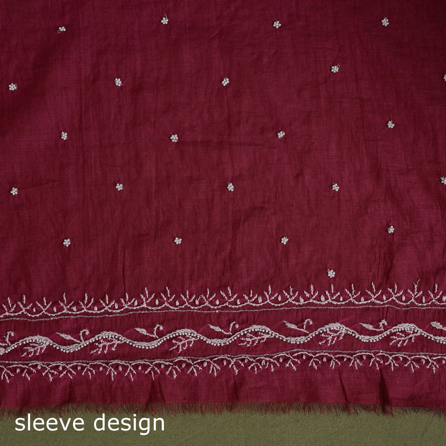 Pink Hand Embroidery 2pc Mul Chanderi Chikankari Dress Material