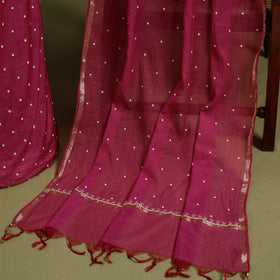 Pink - hand embroidery 2pc mul chanderi chikankari