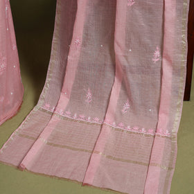 Hand Embroidery 2pc Mul Chanderi Chikankari Dress Material