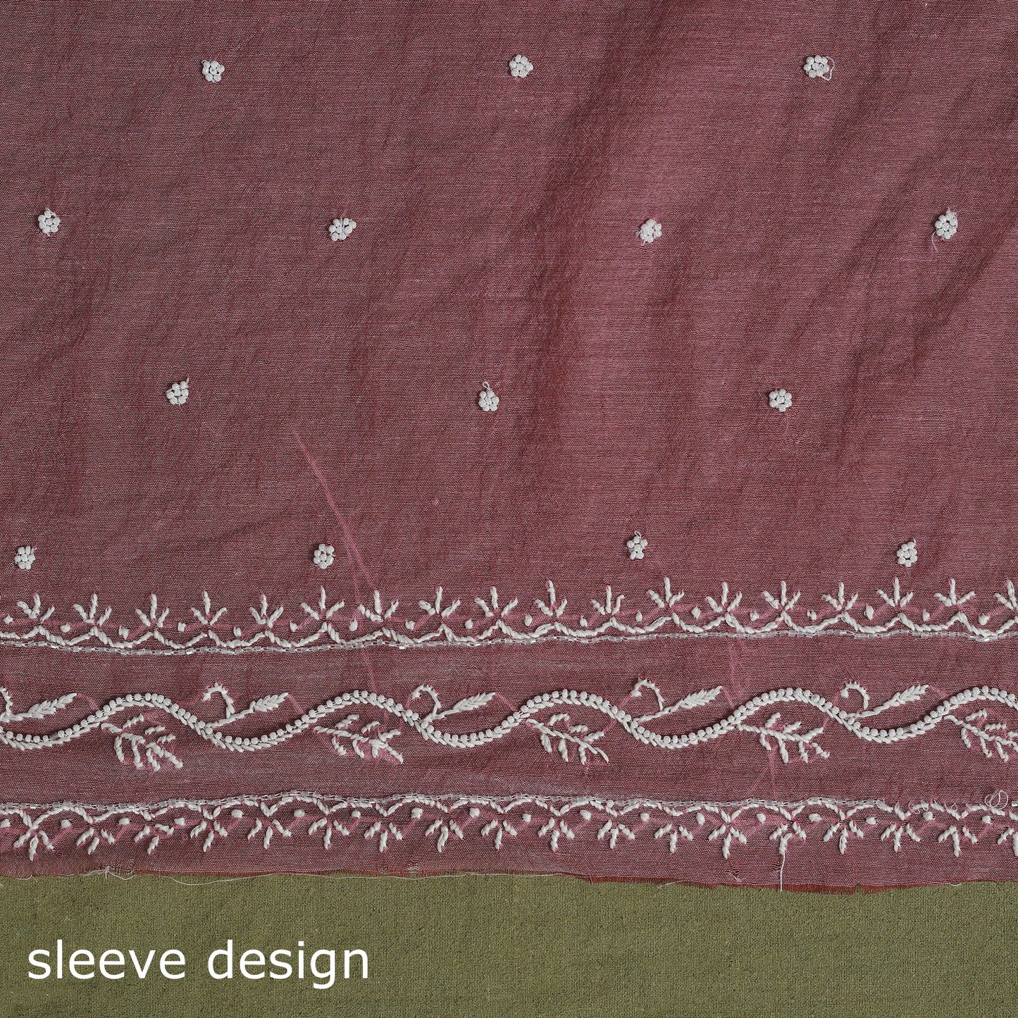 Pink Hand Embroidery 2pc Mul Chanderi Chikankari Dress Material