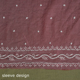 Pink Hand Embroidery 2pc Mul Chanderi Chikankari Dress Material