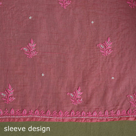 Pink Hand Embroidery 2pc Mul Chanderi Chikankari Dress Material