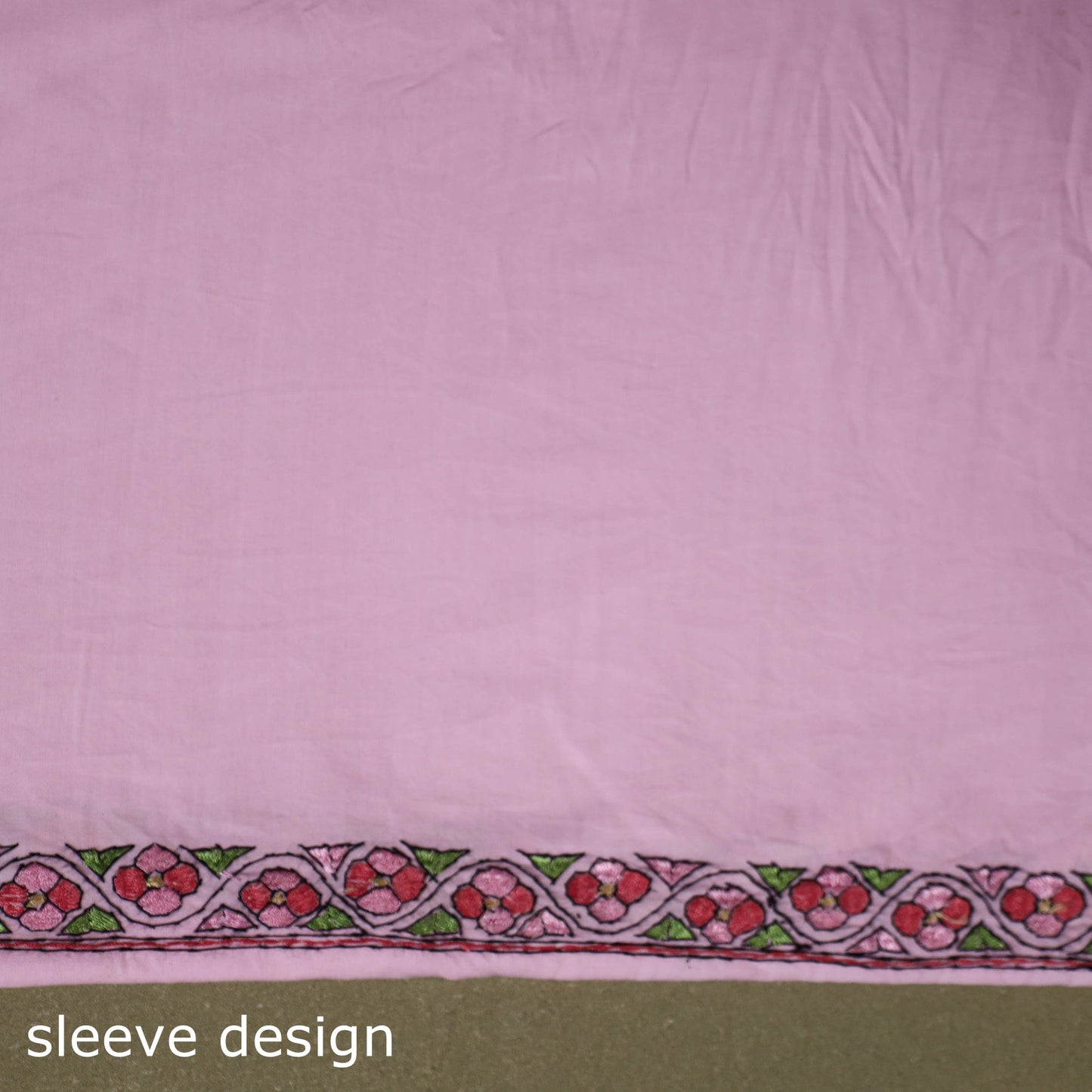 Pink Hand Embroidery Cotton Kashida Kurta Material