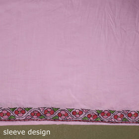 Pink Hand Embroidery Cotton Kashida Kurta Material