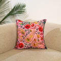 Pink Hand Embroidered Cushion Cover in Chanderi Silk