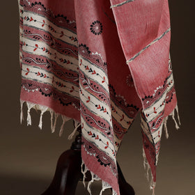 Pink - hand embroidery khes handwoven cotton kantha dupatta