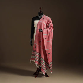 Pink - hand embroidery khes handwoven cotton kantha dupatta