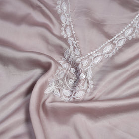 Buy Pink Hand Embroidery Modal Silk Kurta Material
