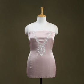 Buy Pink Hand Embroidery Modal Silk Kurta Material