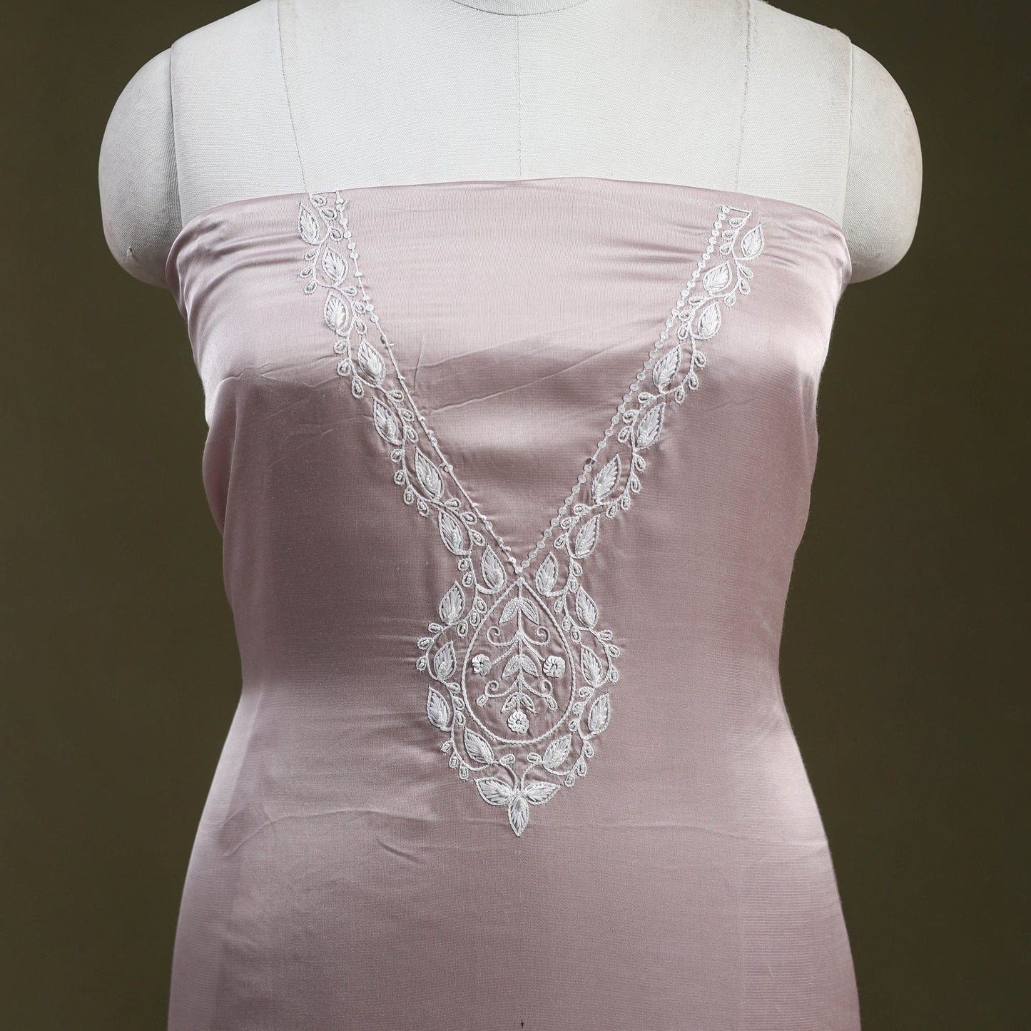 Buy Pink Hand Embroidery Modal Silk Kurta Material