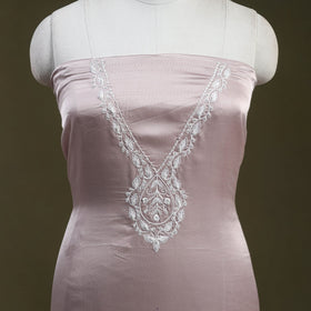 Buy Pink Hand Embroidery Modal Silk Kurta Material